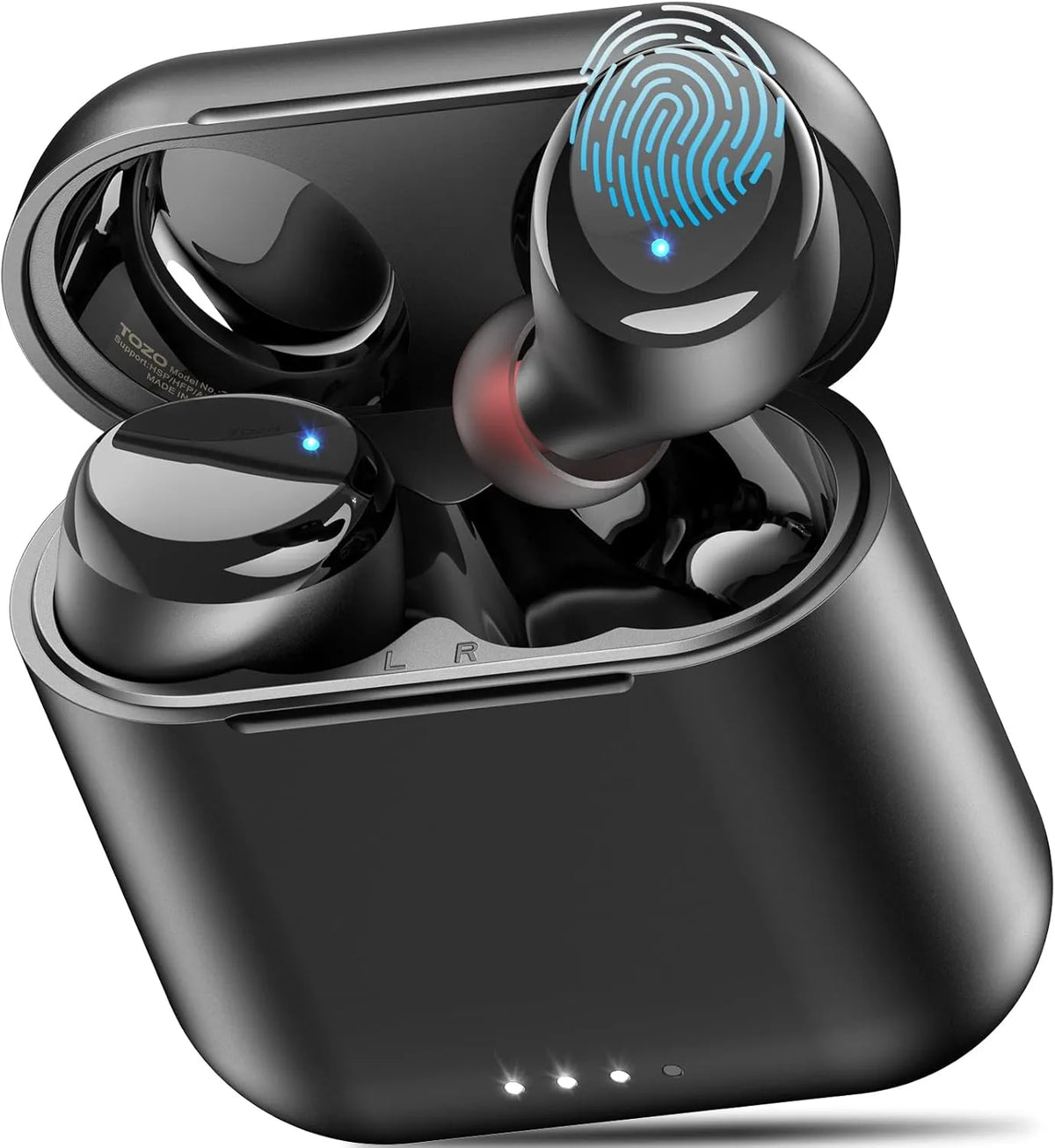 Auriculares inalámbricos verdaderos TOZO T6 con Bluetooth 5.3, control táctil y estuche de carga inalámbrica, auriculares estéreo impermeables IPX8, micrófono incorporado, graves profundos premium