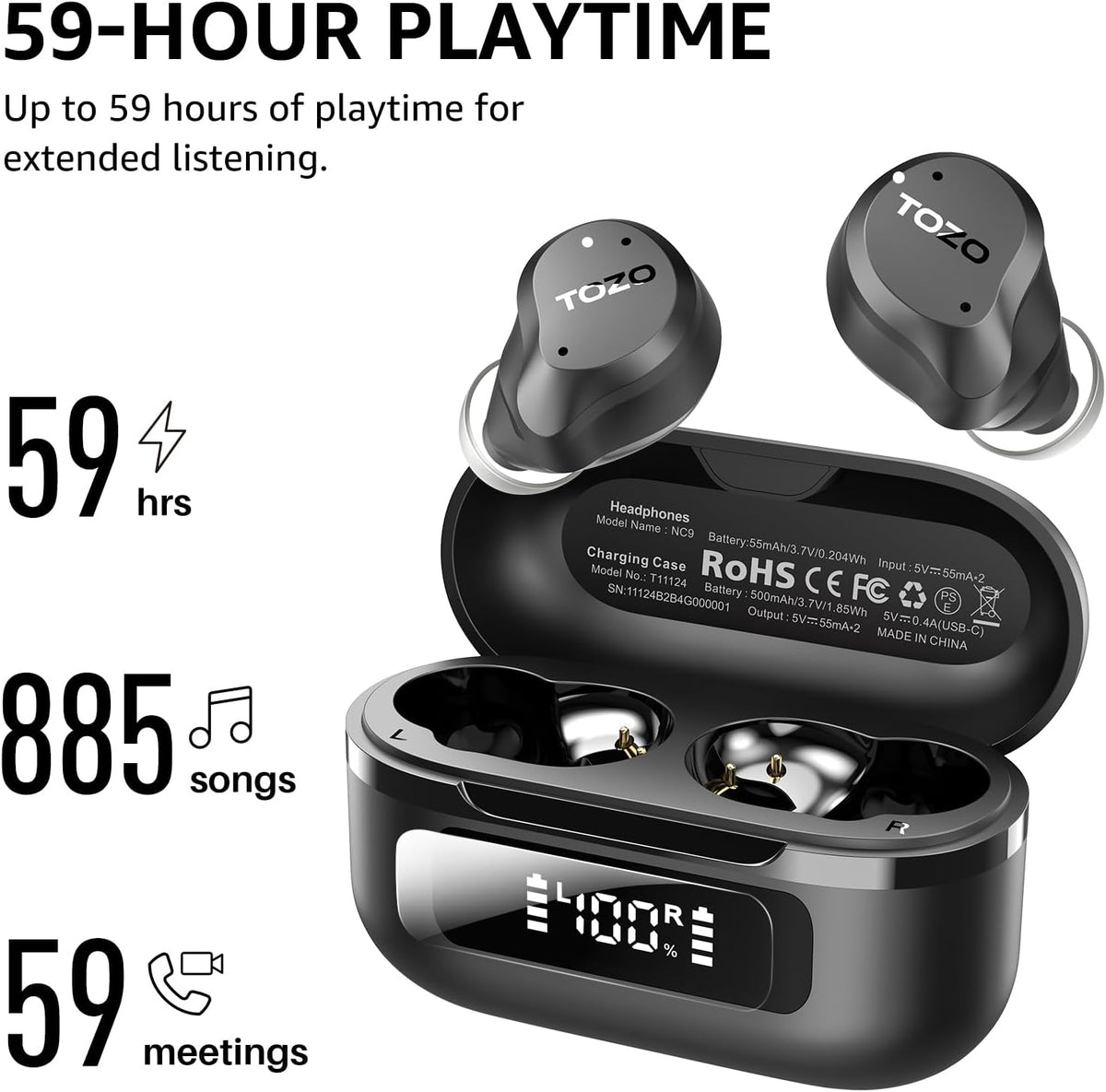 TOZO AeroSound Active Noise Cancelling Earbuds TOZO Official