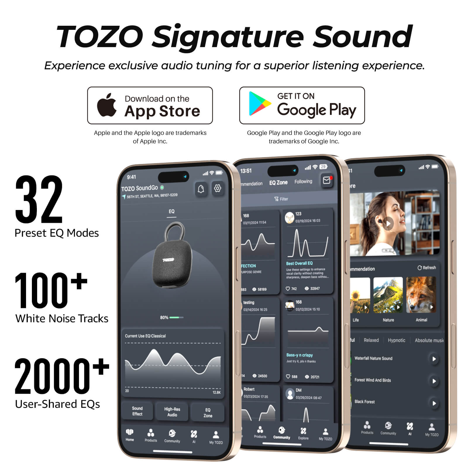 TOZO SoundGo garso derinimas