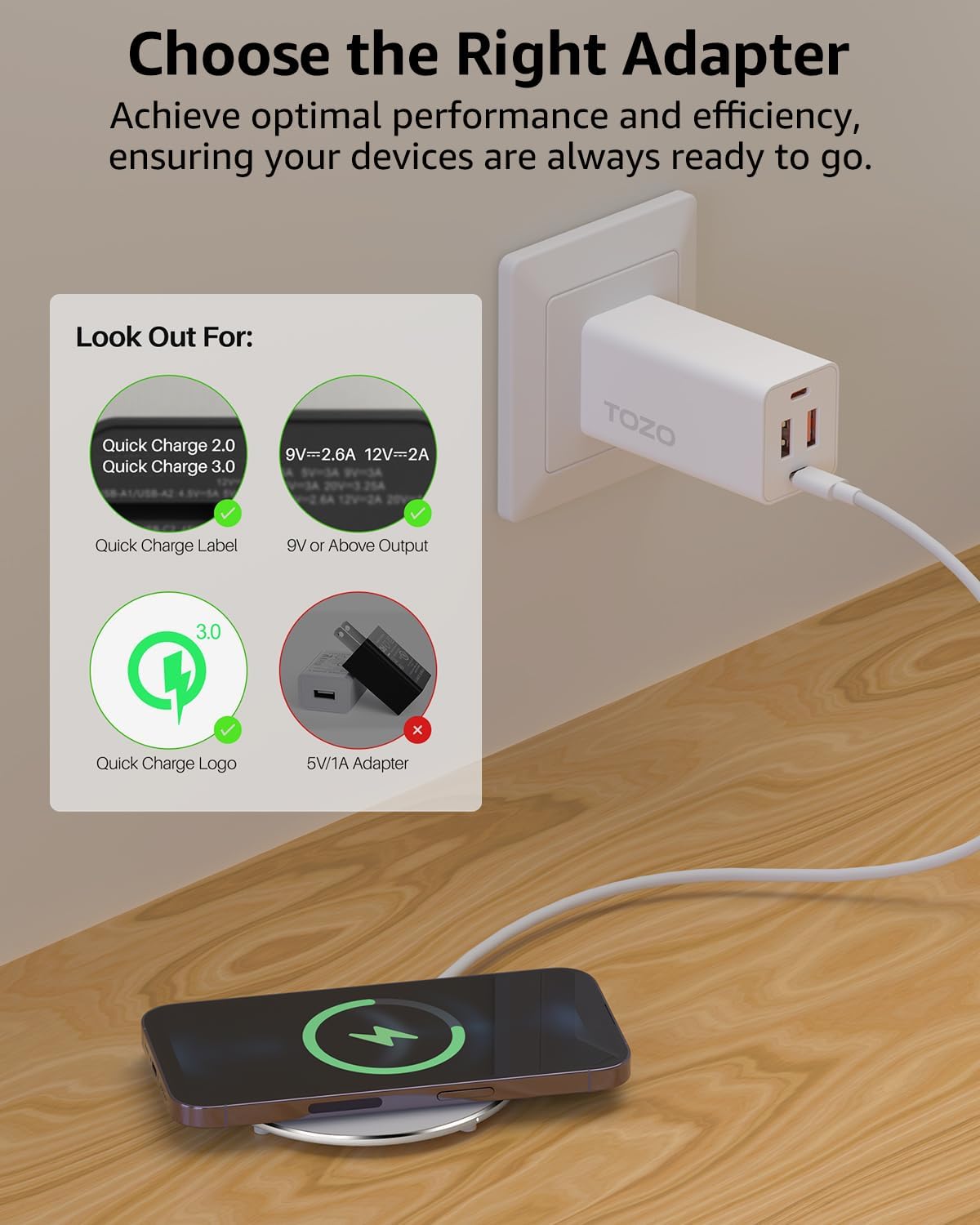 TOZO 2025 W1 Upgraded 15W Fast Charging Wireless Charger